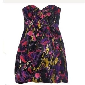 Milly of New York Strapless Silk Floral Dress 2